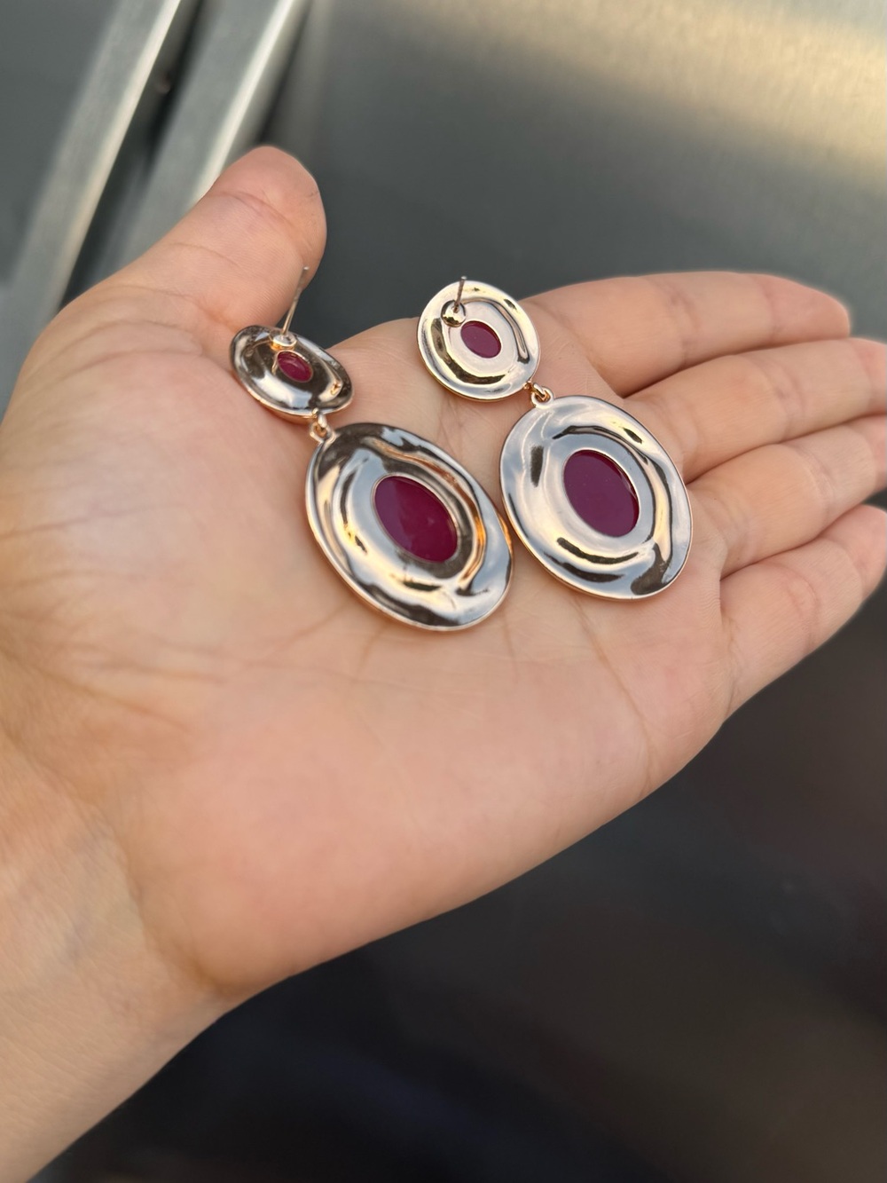 Vintage Pink Cabochon Drop Earrings - Picture 5 of 5
